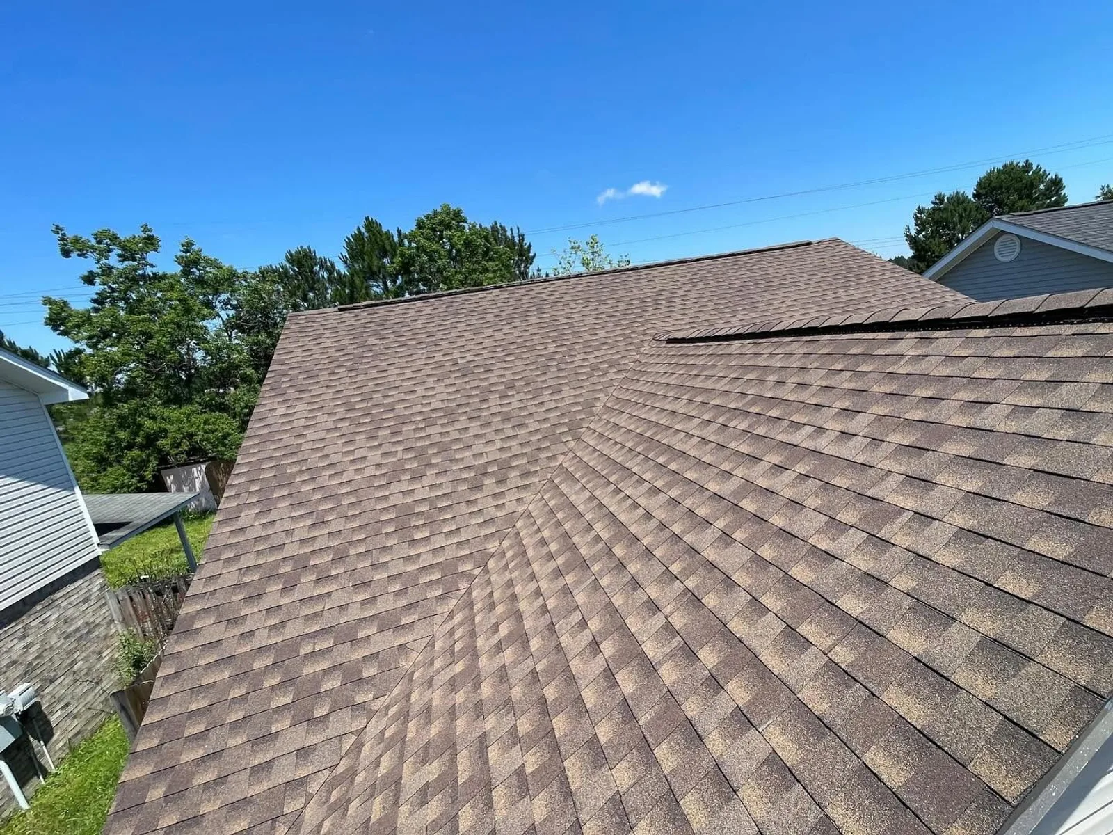 GAF Timberline HDZ shingles in Barkwood — roof completed by Southeast Roofing in Biloxi, Mississippi.