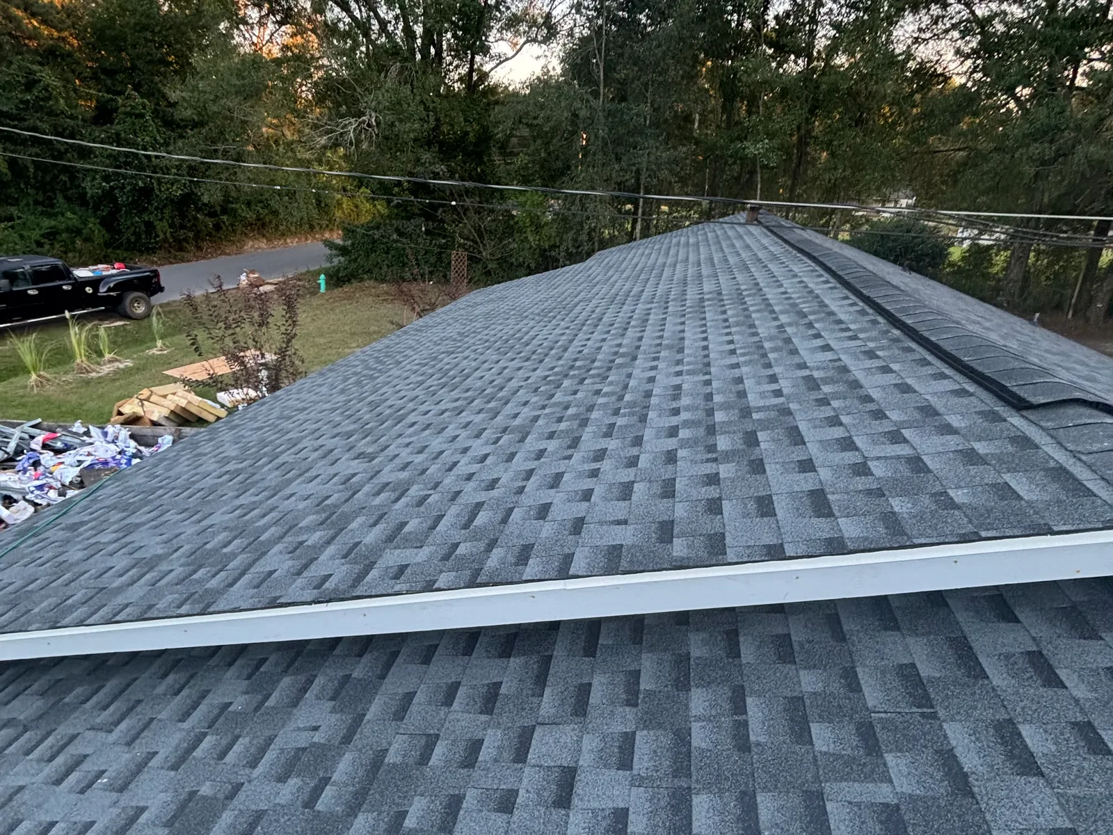 GAF Timberline HDZ shingles in Charcoal — roof completed by Southeast Roofing in Columbia, Mississippi.