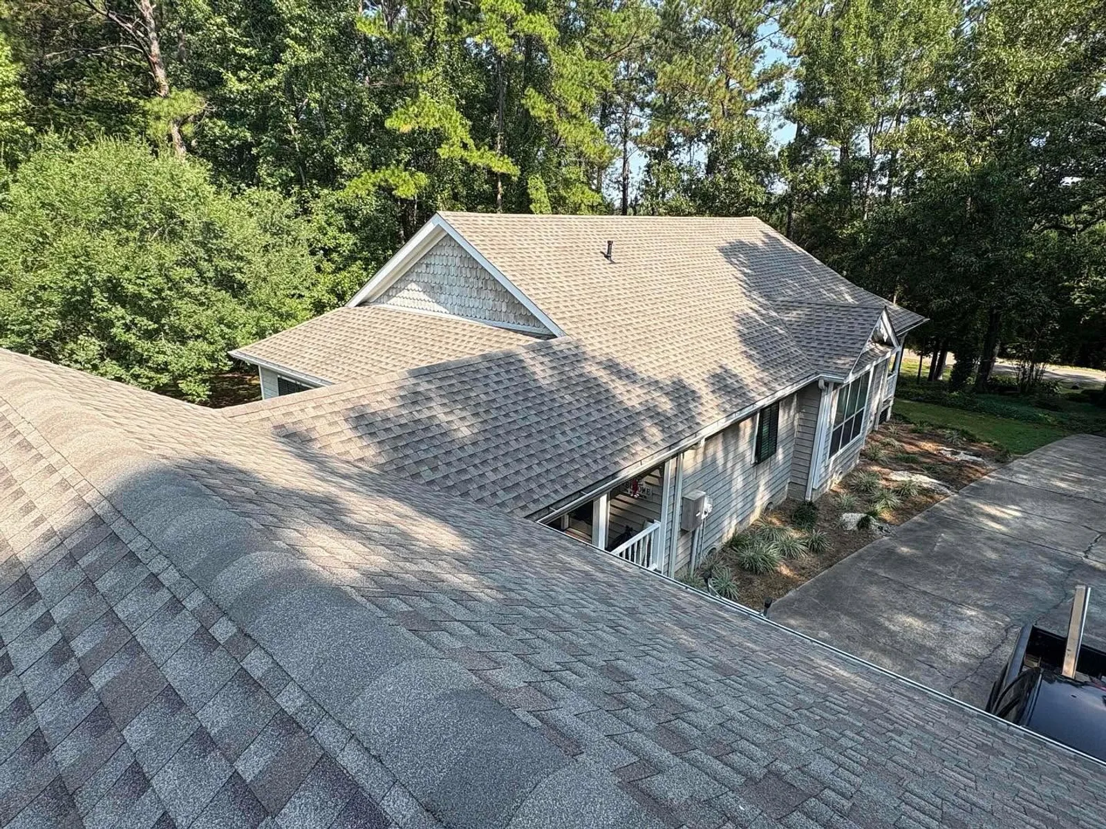 GAF Timberline HDZ shingles in Weathered Wood — roof completed by Southeast Roofing in Poplarville, Mississippi.
