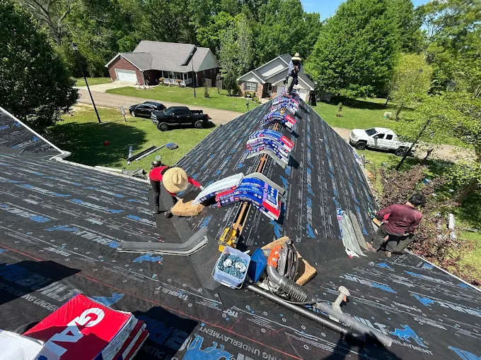 Deck felted and ready for shingles during a Southeast Roofing roof replacement in Poplarville, Mississippi.