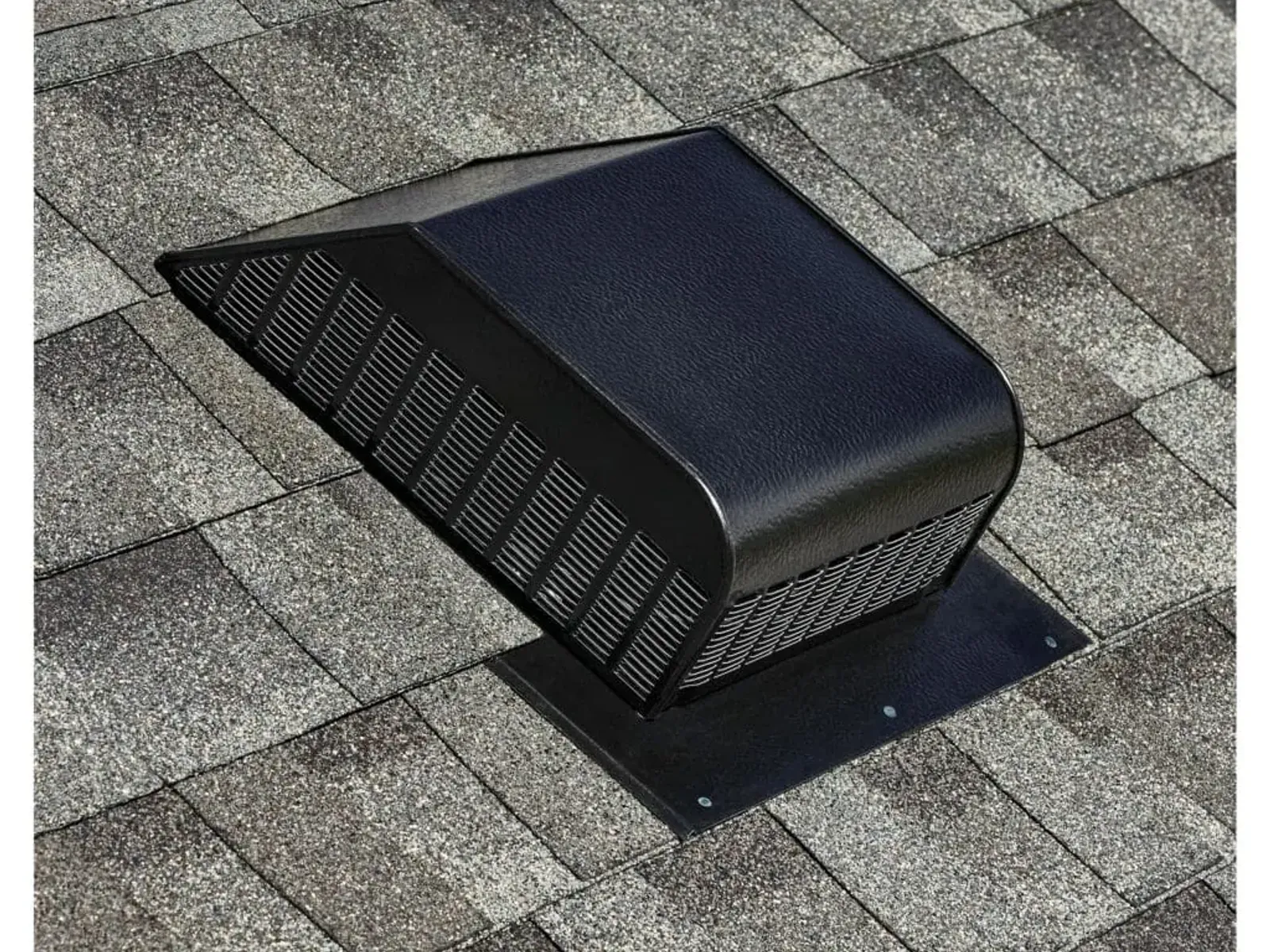 Low-profile box vent (turtle vent) on a shingle roof