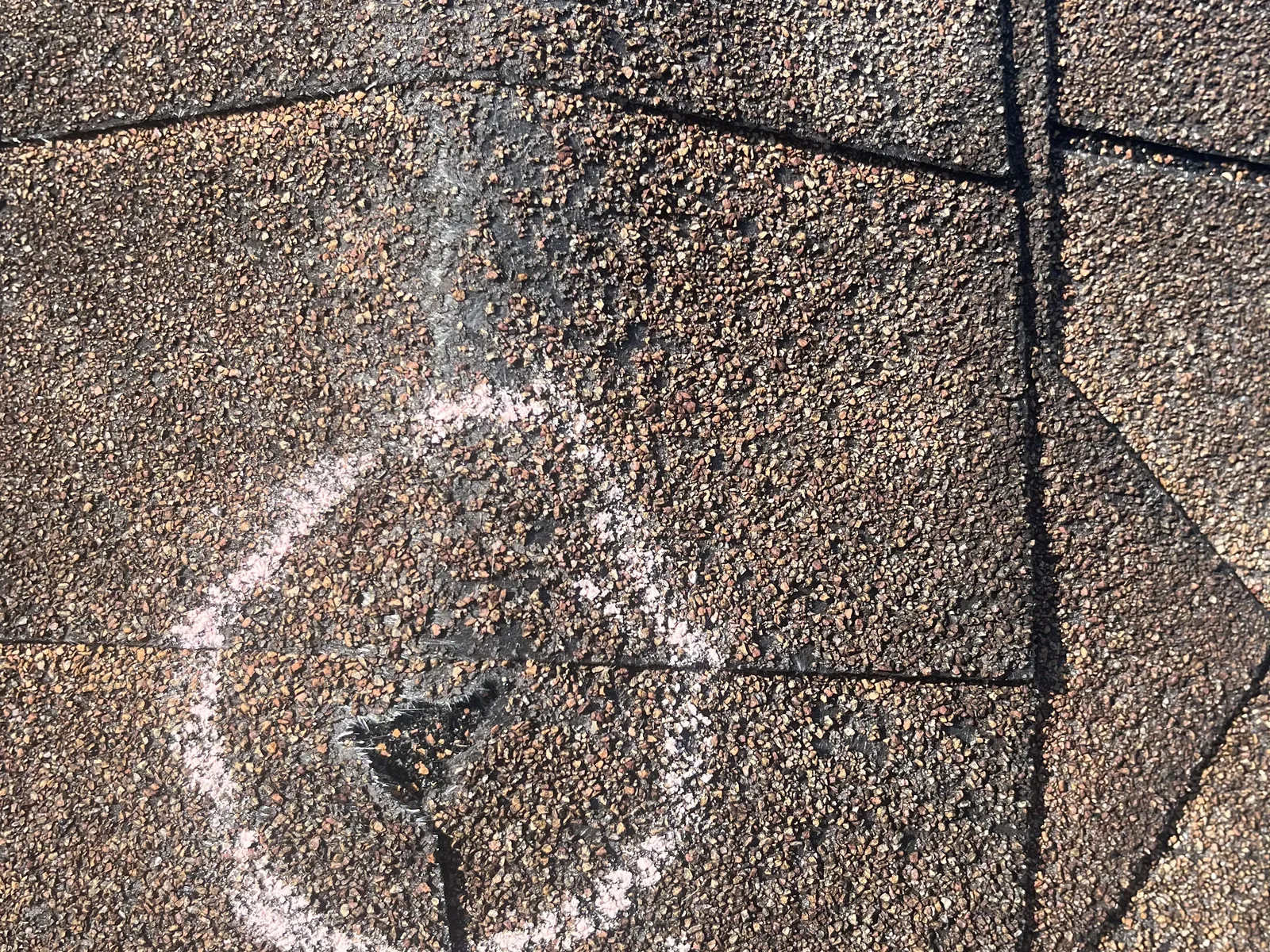 Heat blistering across the shingle surface documented during a Southeast Roofing inspection in Sumrall, Mississippi.